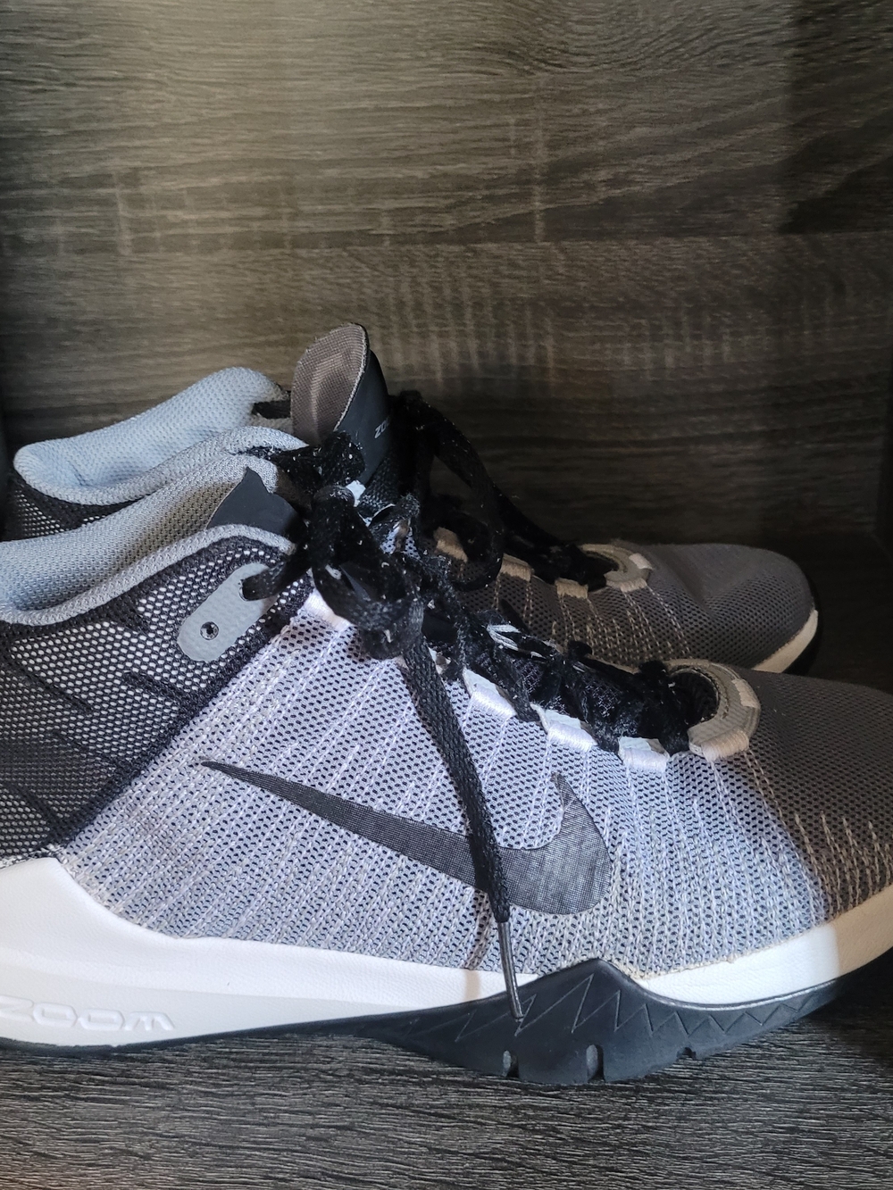 Nike Grey/Black High-Top Basketball Shoes